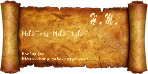 Háry Máté névjegykártya
